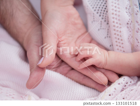 Family, mom's hands, dad and little baby Family, mom's hands, dad and little baby 133101518