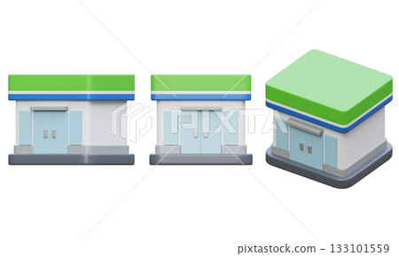 3D cartoon style convenience store icon 133101559