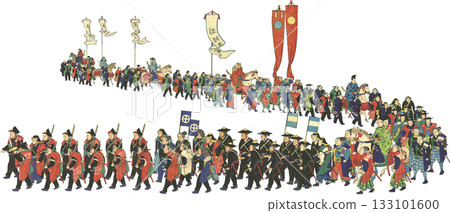 明治天皇參拜住吉大社的浮世繪插圖 133101600