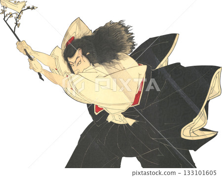 尾上菊五郎和菅原道真的浮世繪插畫 尾上菊五郎和菅原道真的浮世繪插畫 133101605