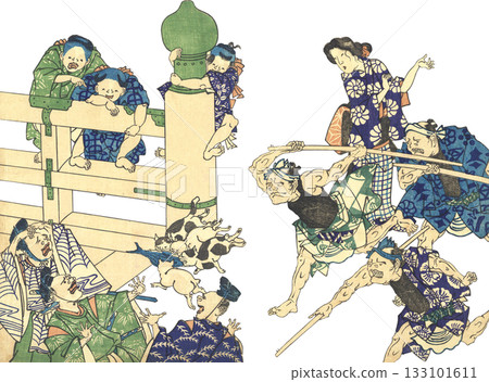 Ukiyo-e illustrations, late Edo period, satirical paintings 133101611