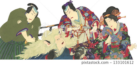 Ukiyo-e illustration Kabuki monster cat incident 133101612