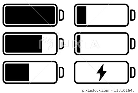 電池和電池標記扁平圖示集 133101643