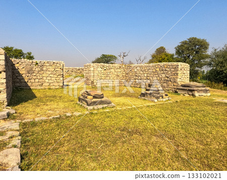 Walls and columns Jandial temple at Taxila showing ionic portico and layered masonry Walls and columns Jandial temple at Taxila showing ionic portico and layered masonry 133102021