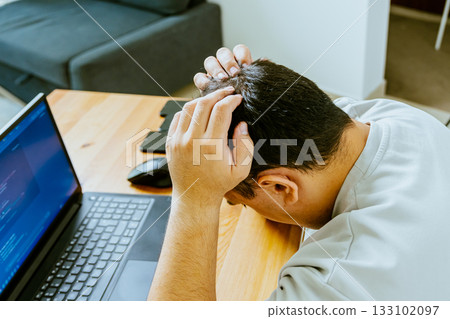 Portrait of a man with a balding head Portrait of a man with a balding head 133102097