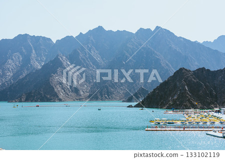 Hatta Dam, Hajar mountains, lake during daytime Hatta Dam, Hajar mountains, lake during daytime 133102119