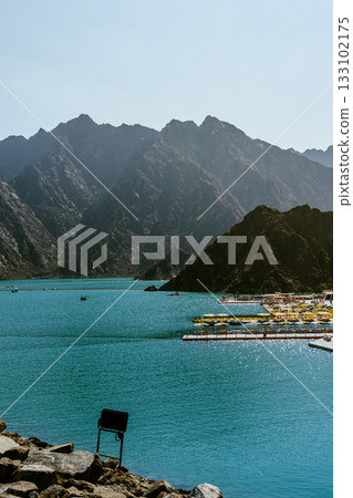 Hatta Dam, Hajar mountains, lake during daytime Hatta Dam, Hajar mountains, lake during daytime 133102175