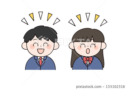 兩名男學生和一名女學生的插圖 133102316