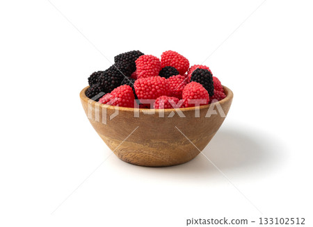 Gummy berries, chewy raspberries or jelly blackberries, gelatin candies fruit marmalade Gummy berries, chewy raspberries or jelly blackberries, gelatin candies fruit marmalade 133102512