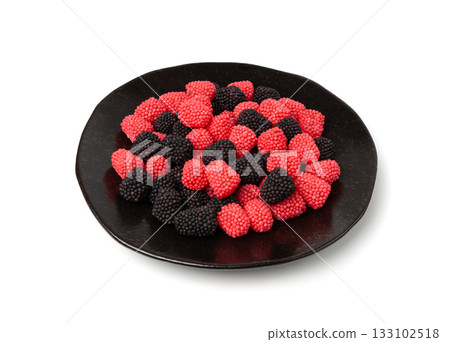 Gummy berries, chewy raspberries or jelly blackberries, gelatin candies fruit marmalade Gummy berries, chewy raspberries or jelly blackberries, gelatin candies fruit marmalade 133102518