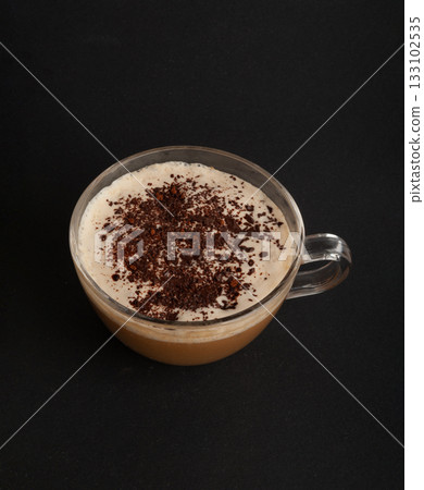 Hot Chocolate Cup, Cacao Mug, Cocoa Beverage, Christmas Drink Glass with Foam, Healthy Breakfast 133102535