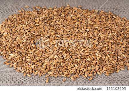 Milk thistle seeds, silybum marianum grains, dry blessed milkthistle fruits, variegated thistle kernels 133102605