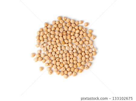 Chickpea, chick pea pile, dry Cicer arietinum fruits, raw Bengal gram legume, garbanzo beans 133102675