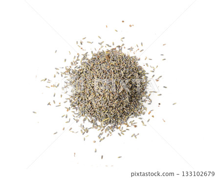 Dry lavender flowers isolated, lavandula perfume buds, petals, fragrance lilac blossoms, herbs Dry lavender flowers isolated, lavandula perfume buds, petals, fragrance lilac blossoms, herbs 133102679