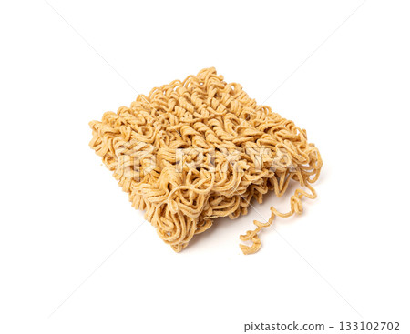 Raw Instant Rye Noodles Isolated, Dry Ramen Noodle, Uncooked Korea Vermicelli, Fast Chinese Pasta 133102702