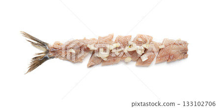 Dutch herring isolated, salted fish meat fillet, traditional maatjes, raw atlantic herring, matias 133102706