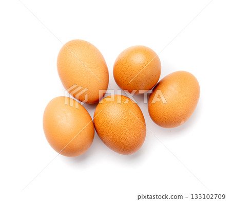 Chicken Eggs Isolated, Whole Poultry Egg, Fresh Healthy Farm Food, Easter Concept, Brown Poultry Chicken Eggs 133102709