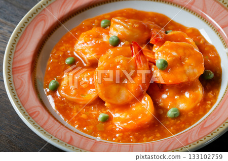 煮沸的辣椒醬蝦 133102759