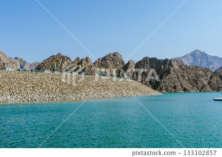 Hatta Dam, Hajar mountains, lake during daytime 133102857