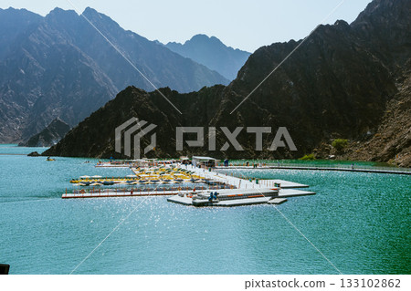 Hatta Dam, Hajar mountains, lake during daytime 133102862