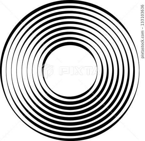 Concentric circles. Round line pattern 133103636