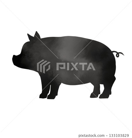 Sideways pig watercolor silhouette illustration Sideways pig watercolor silhouette illustration 133103829