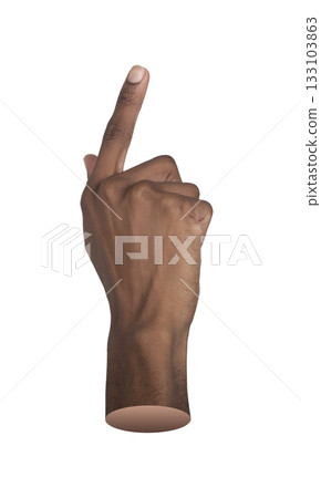 Finger pointing up. African American man hand making gesture of choice and selection, touching 133103863