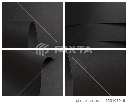 Black paper texture background with a luxurious, dark, and elegant surface. Features subtle folds, 133103946