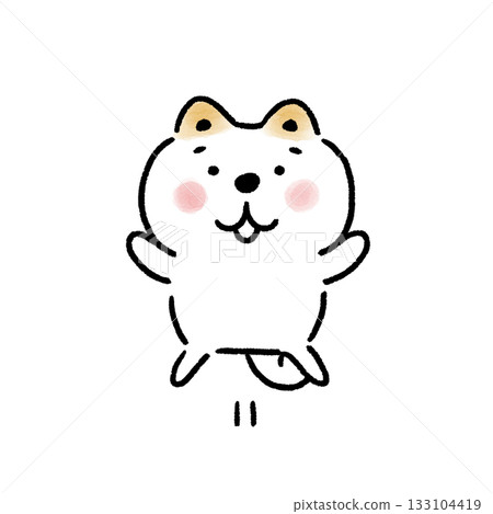 一隻白色的柴犬歡呼雀躍 133104419