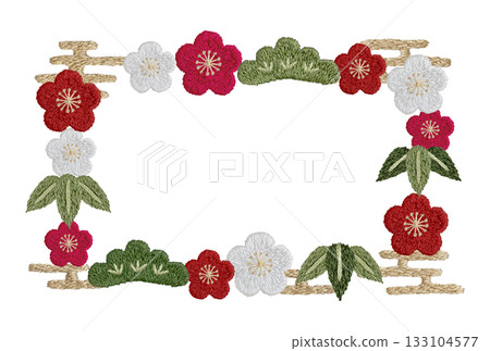 【松竹梅花方框】手工刺繡插畫材料 133104577