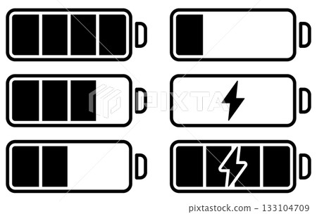 電池和電池標記扁平圖示集 133104709