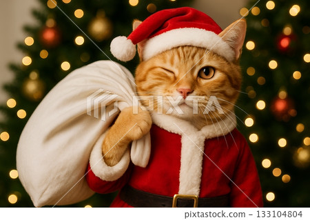 Santa Claus cat Christmas gift bag Santa Claus cat Christmas gift bag 133104804