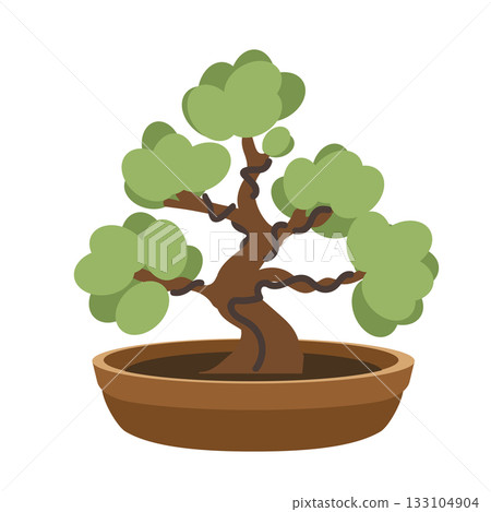 Illustration of a Bonsai Tree in a Pot 133104904