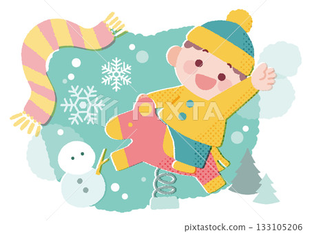 A set of cute children riding a rocking horse A set of cute children riding a rocking horse 133105206