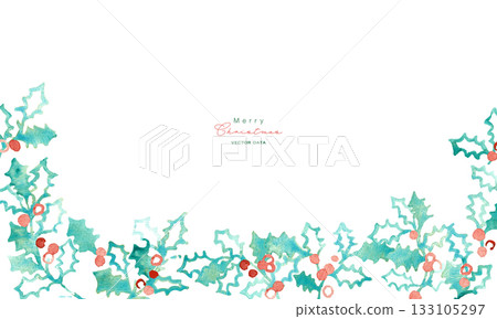 Watercolor painting. Vector Christmas illustration with watercolor touches. Watercolor illustration of holly. Watercolor painting. Vector Christmas illustration with watercolor touches. Watercolor illustration of holly. 133105297