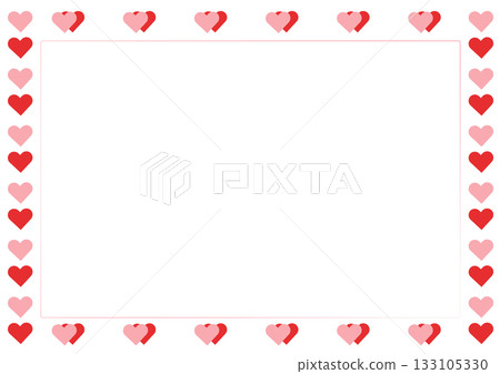 Simple frame illustration of red and pink hearts Simple frame illustration of red and pink hearts 133105330