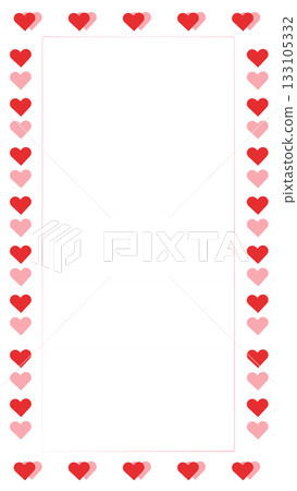 Red and pink heart vertical frame illustration Red and pink heart vertical frame illustration 133105332