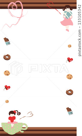 Valentine's Day chocolate and girl vertical frame illustration 133105342