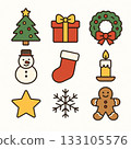 一套9個扁平化的聖誕節圖標 133105576