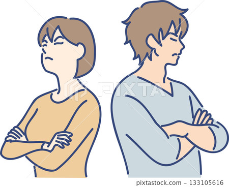 Illustration of a young couple fighting Illustration of a young couple fighting 133105616