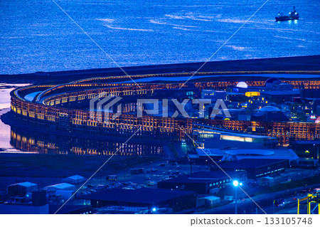 The lighting up of the large roof ring after the Expo closed The lighting up of the large roof ring after the Expo closed 133105748