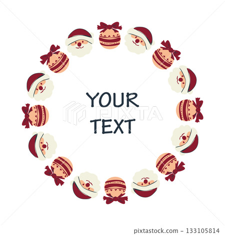Simple Christmas and New Year vector circle frame. Festive Christmas templates for seasonal design, cards, banners, patterns. 133105814