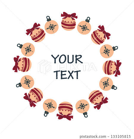 Simple Christmas and New Year vector circle frame. Festive Christmas templates for seasonal design, cards, banners, patterns. Simple Christmas and New Year vector circle frame. Festive Christmas templates for seasonal design, cards, banners, patterns. 133105815