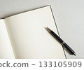 A simple notebook and a black ballpoint pen A simple notebook and a black ballpoint pen 133105909