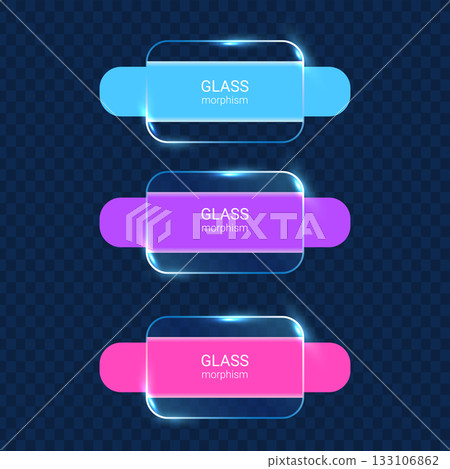 Glassmorphism neon buttons set modern UI design Glassmorphism neon buttons set modern UI design 133106862