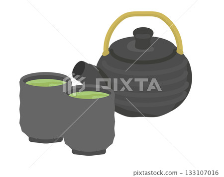 Teapot and green tea illustration 133107016
