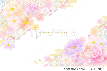 Soft Japanese pattern and floral background material 133107049