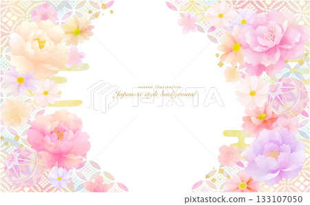 Soft and gentle Japanese pattern and floral background material 133107050