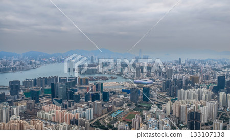Hong Kong and Kowloon Skyline at Twilight Nov 1 2025 133107138