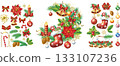 Christmas Elements and Festive Arrangement Clipart Set 133107236